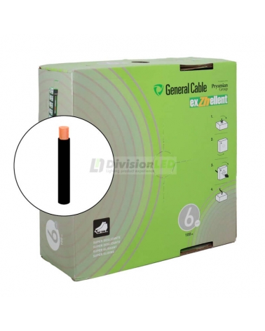 General Cable EXZHELLENT-XXI 1x6mm² H07Z1-K Cable flexible libre de halógenos negro 100m
