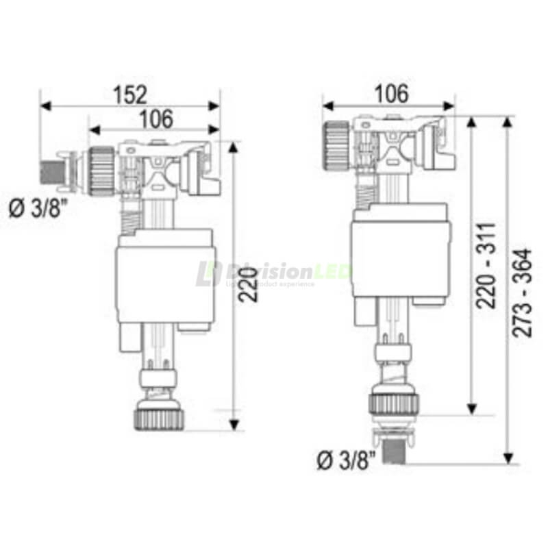 CABEL 10722289 Grifo flotador DOBLO lateral o inferior