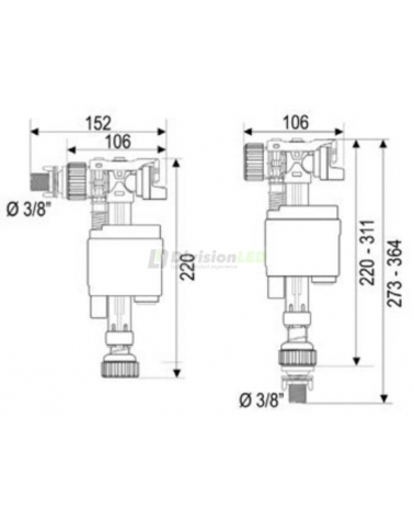 CABEL 10722289 Grifo flotador DOBLO lateral o inferior