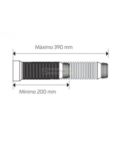 CABEL 70721375 Manguito WC extensible con armadura metálica y salida labiada