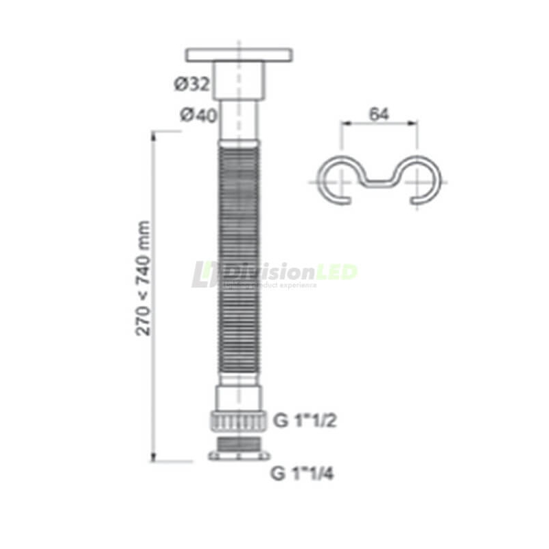 CABEL 30719759 Sifón universal extensible cromo 1½ - 1¼ Ø32-40mm
