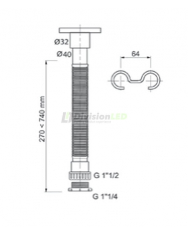 CABEL 30719759 Sifón universal extensible cromo 1½ - 1¼ Ø32-40mm