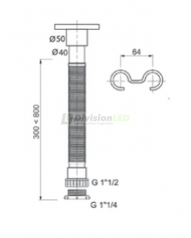 CABEL 30719760 Sifón universal extensible cromo 1½ - 1¼ Ø40-50mm