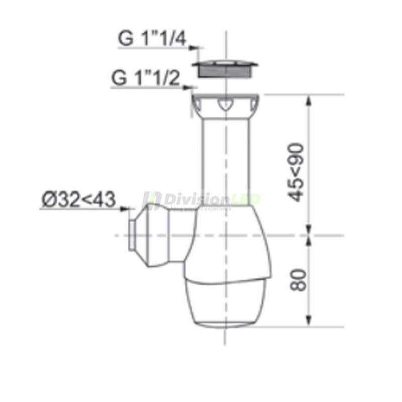 CABEL 30721368 Sifón universal todo en uno 1½ - 1¼ Ø32-43mm