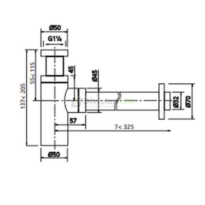 CABEL 30722018 Sifón cilíndrico diseño latón cromado 1¼ Ø32mm