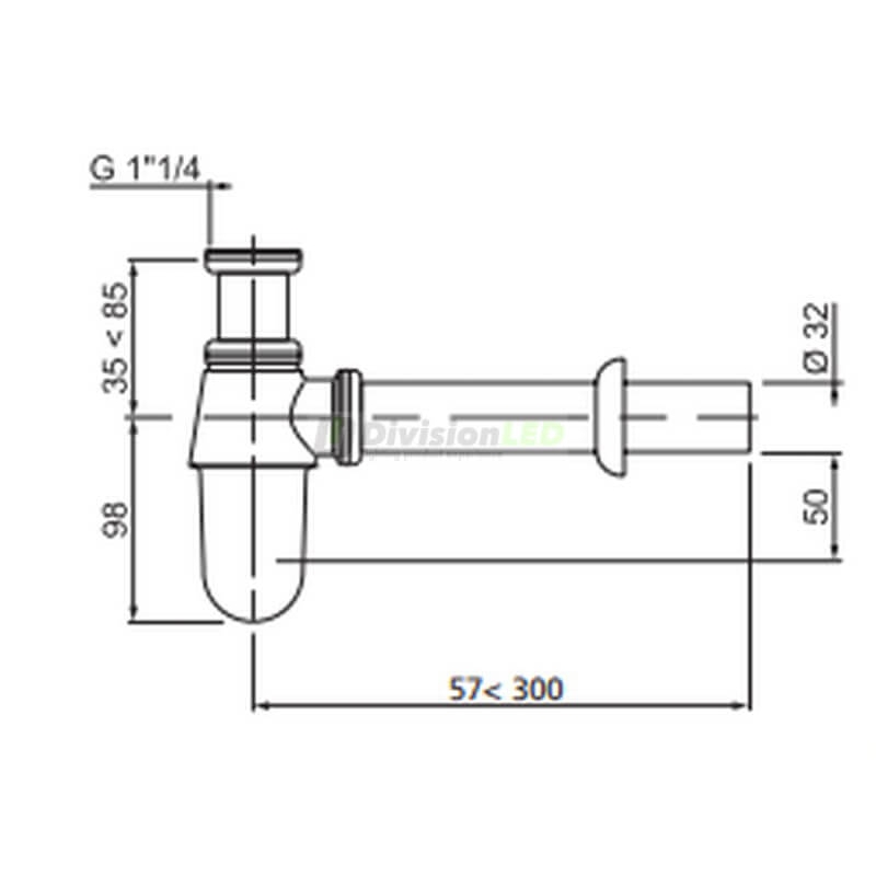 CABEL 30722019 Sifón botella latón cromado 1¼ Ø32mm