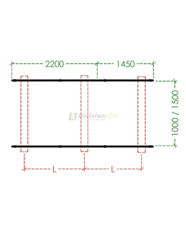 Kit estructura coplanar para 3 paneles