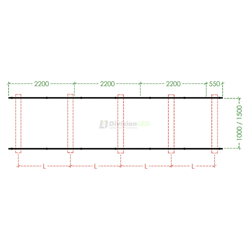 Kit estructura coplanar para 6 paneles