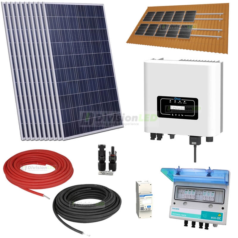 Kit Solar Autoconsumo monofásico 4kW DEYE con cuadro de protección