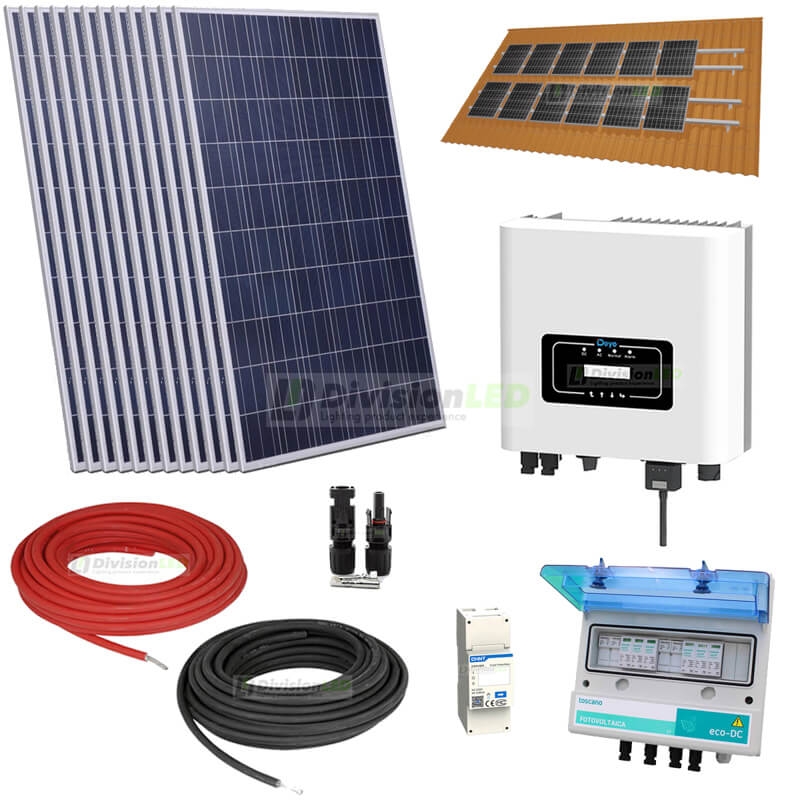 Kit Solar Autoconsumo monofásico 5kW DEYE con cuadro de protección