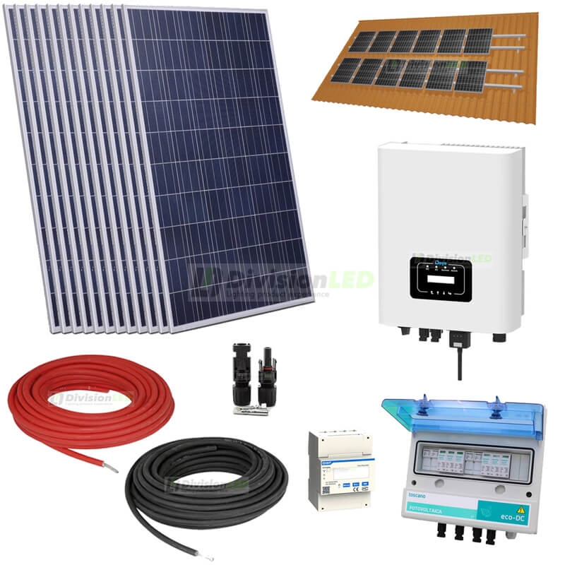 Kit Solar Autoconsumo trifásico 5kW DEYE con cuadro de protección