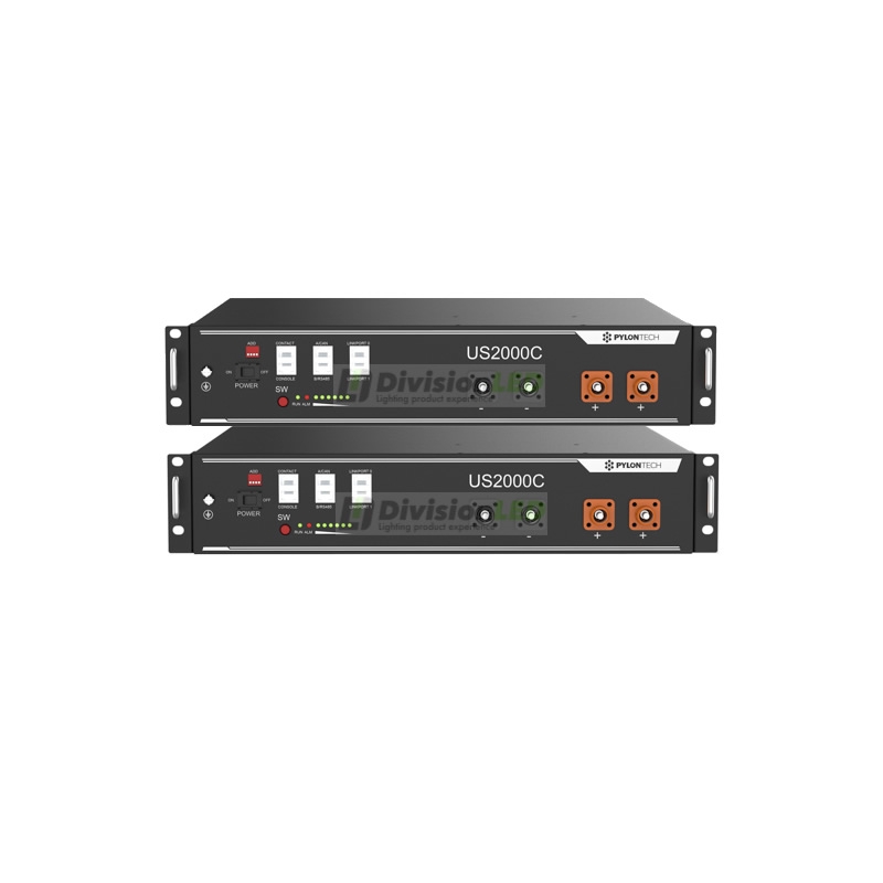 Pylontech US2000B-PLUS Pack 2 Baterías de litio 2400WH 48V más Rack 19"