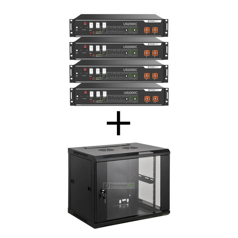 Pylontech US2000B-PLUS Pack 4 Baterías de litio 2400WH 48V más Rack 19"