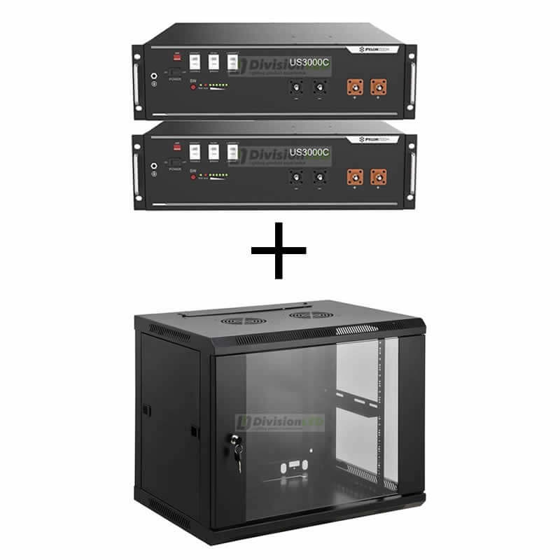 Pylontech US3000C Pack 2 Baterías de litio 3550WH 48V más Rack 19"