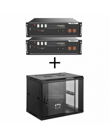 Pylontech US3000C Pack 2 Baterías de litio 3550WH 48V más Rack 19"