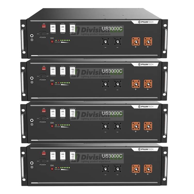 Pylontech US3000C Pack 4 Baterías de litio 3550WH 48V