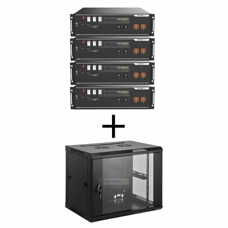 Pylontech US3000C Pack 4 Baterías de litio 3550WH 48V más Rack 19"