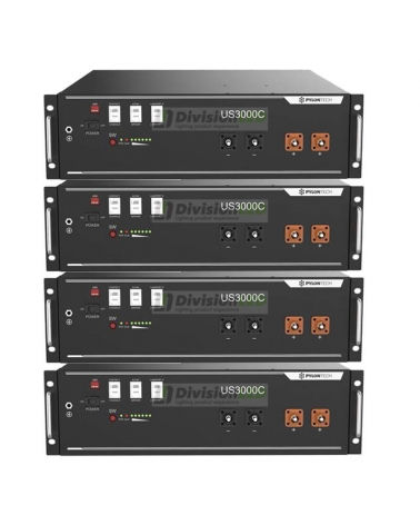 Pylontech US3000C Pack 4 Baterías de litio 3550WH 48V más Rack 19"