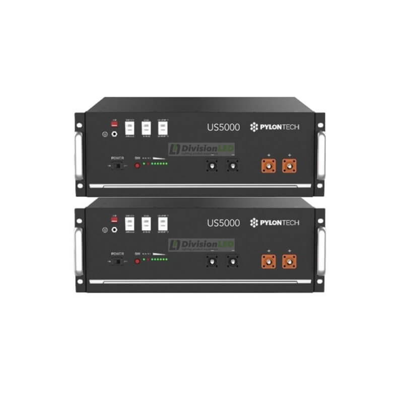 Pylontech US5000 Pack 2 Baterías de litio 4800WH 48V más Rack 19"