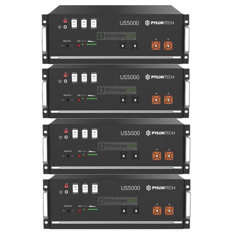 Pylontech US5000 Pack 4 Baterías de litio 4800WH 48V más Rack 19"