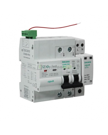 Toscano 10002894 COMBI-PRO 2PT 2P32T15 Protector sobretensión perm. y trans. + IGA monofásico 2x32A reconexión automática
