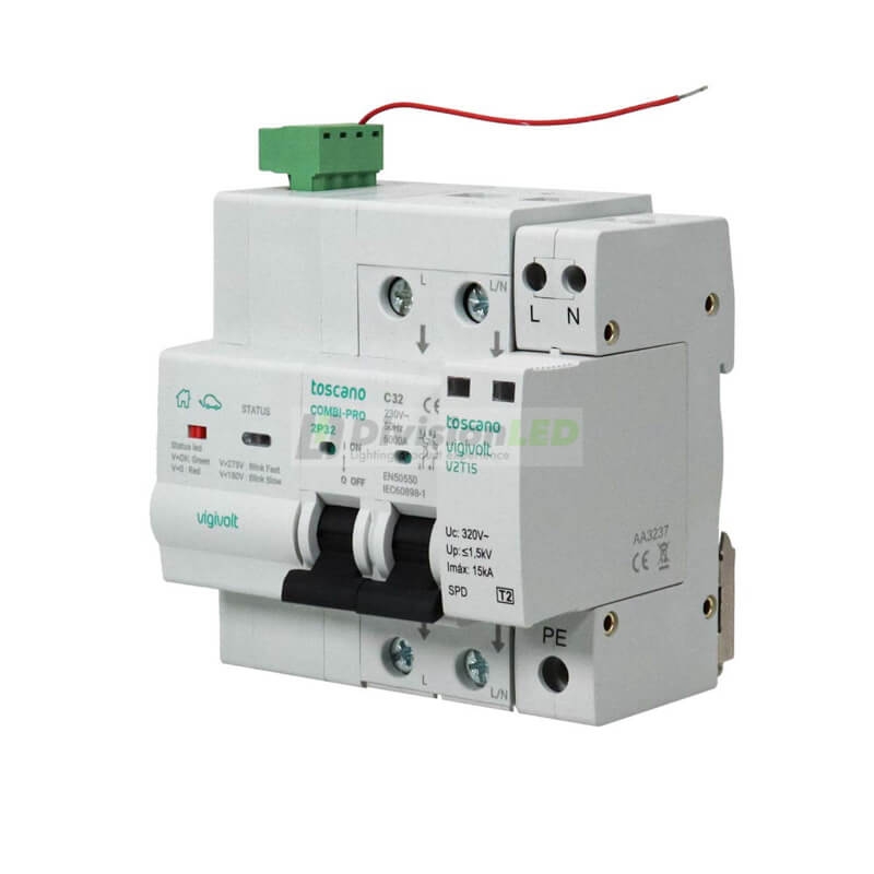 Toscano 10002894 COMBI-PRO 2PT 2P32T15 Protector sobretensión perm. y trans. + IGA monofásico 2x32A reconexión automática