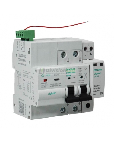 Toscano 10002895 COMBI-PRO 2PT 2P40T15 Protector sobretensión perm. y trans. + IGA monofásico 2x40A reconexión automática