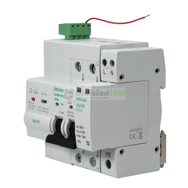 Toscano 10002895 COMBI-PRO 2PT 2P40T15 Protector sobretensión perm. y trans. + IGA monofásico 2x40A reconexión automática