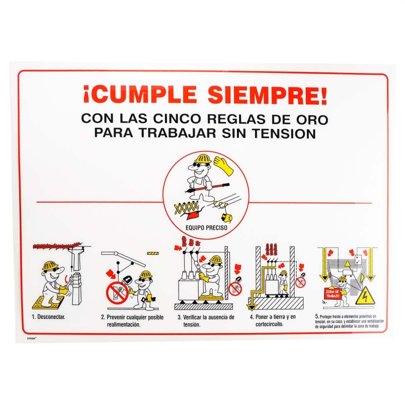 PROIMAN CRO42P Señal cinco reglas oro 420x297mm PVC