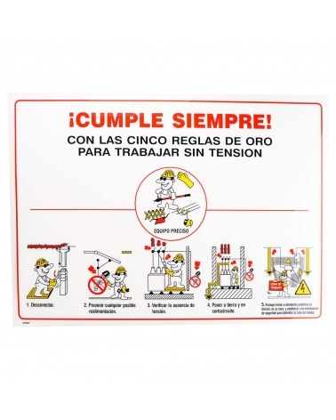PROIMAN CRO42P Señal cinco reglas oro 420x297mm PVC