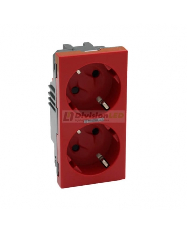 Base enchufe Schuko doble 16A 250V Rojo LED Simon 50010432-037