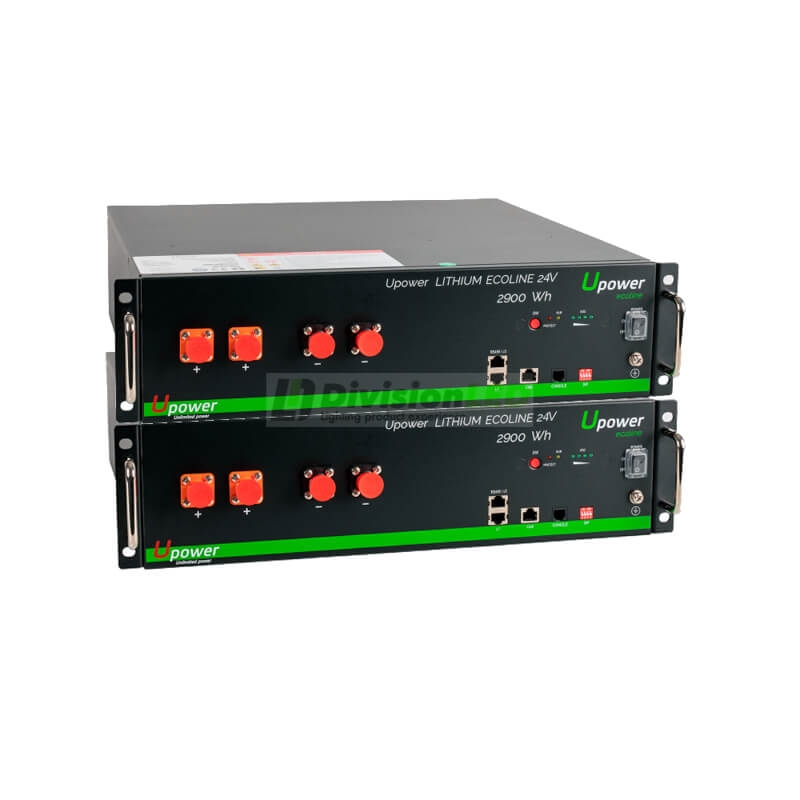 U-Power UE-24Li2900WH Ecoline Pack 2 Baterías de litio 2900WH 24V más Rack 19"