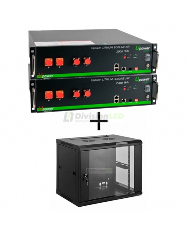 U-Power UE-24Li2900WH Ecoline Pack 2 Baterías de litio 2900WH 24V más Rack 19"