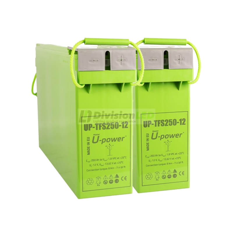 U-Power UP-TFS250-12 Pack 2 Baterías AGM ciclo profundo 12V 250AH c100