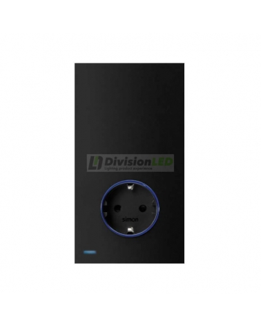 SIMON 10032108-238 Kit completo para 1 elemento con 1 base de enchufe schuko HUB PRO Simon iO negro mate Simon 100