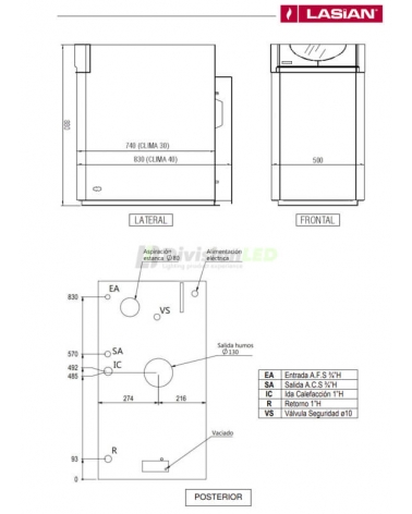 Caldera de gasoil LASIAN Climacomby 30A calefacción + ACS 1475