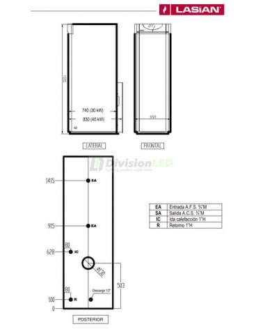 Caldera de gasoil LASIAN Climaterm AV 30 calefacción + ACS 2150