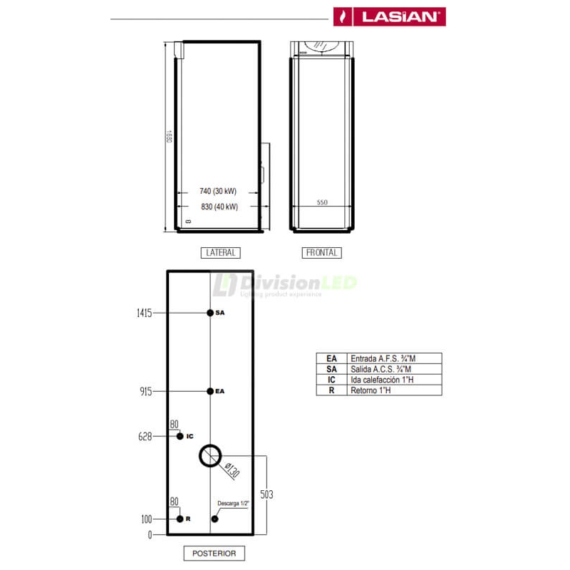 Caldera de gasoil LASIAN Climaterm AV 40 calefacción + ACS 2152