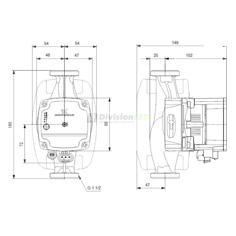 GRUNDFOS 99160584 Bomba circuladora ALPHA1 L 25-60 180 1x230V