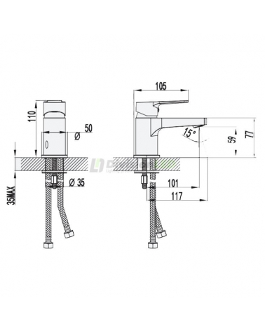 Cabel CB.3611011.BK Grifo lavabo monomando Basic Black
