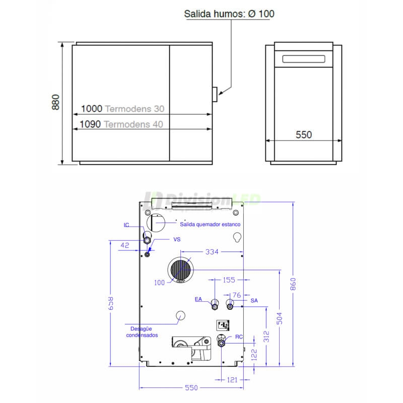 Caldera de gasoil LASIAN Termodens 30A calefacción + ACS 11630A