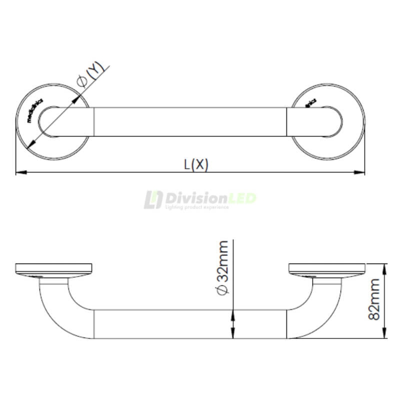 Mediclinics BR2300 barra apoyo recta 390mm acabado blanco