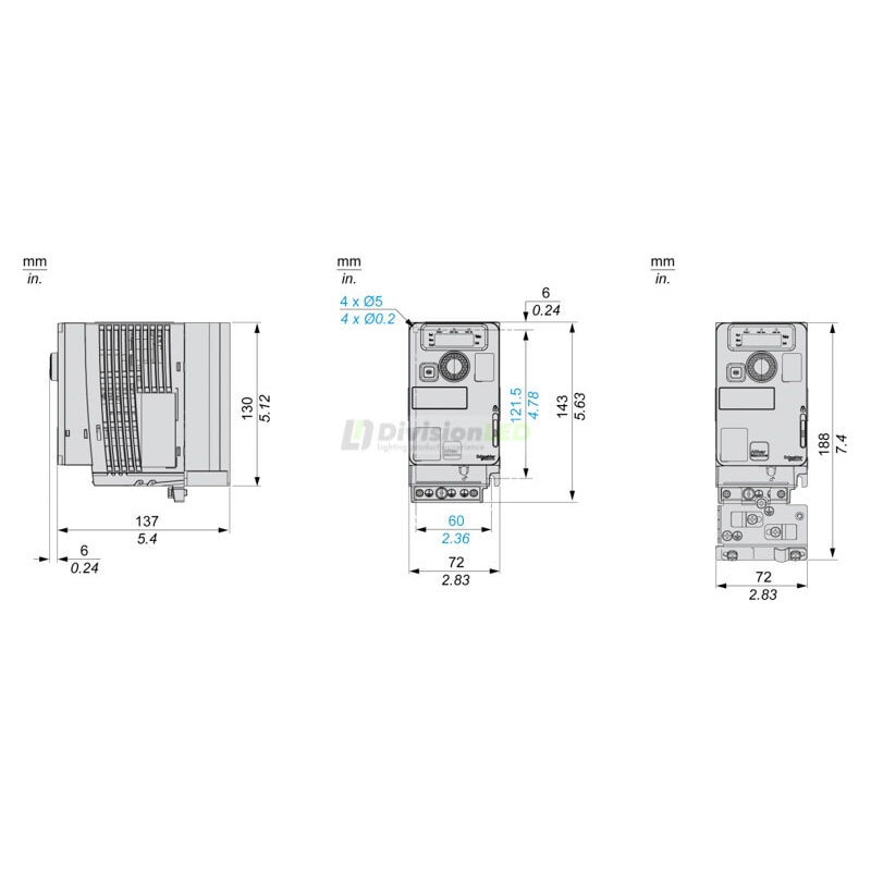Schneider ATV320U07M2C Altivar 320 Variador de frecuencia 230V 0.75kW monofásico compacto