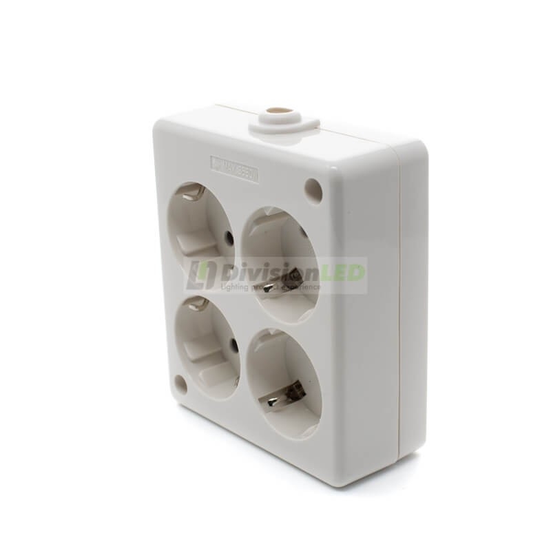 Base múltiple 4 tomas sin cable cuadrada -¡imagen en 360°! - DivisionLED