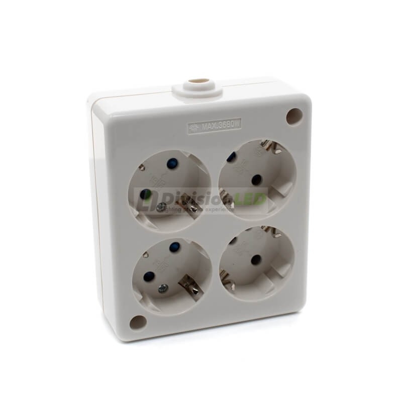 Base múltiple 4 tomas sin cable cuadrada -¡imagen en 360°! - DivisionLED