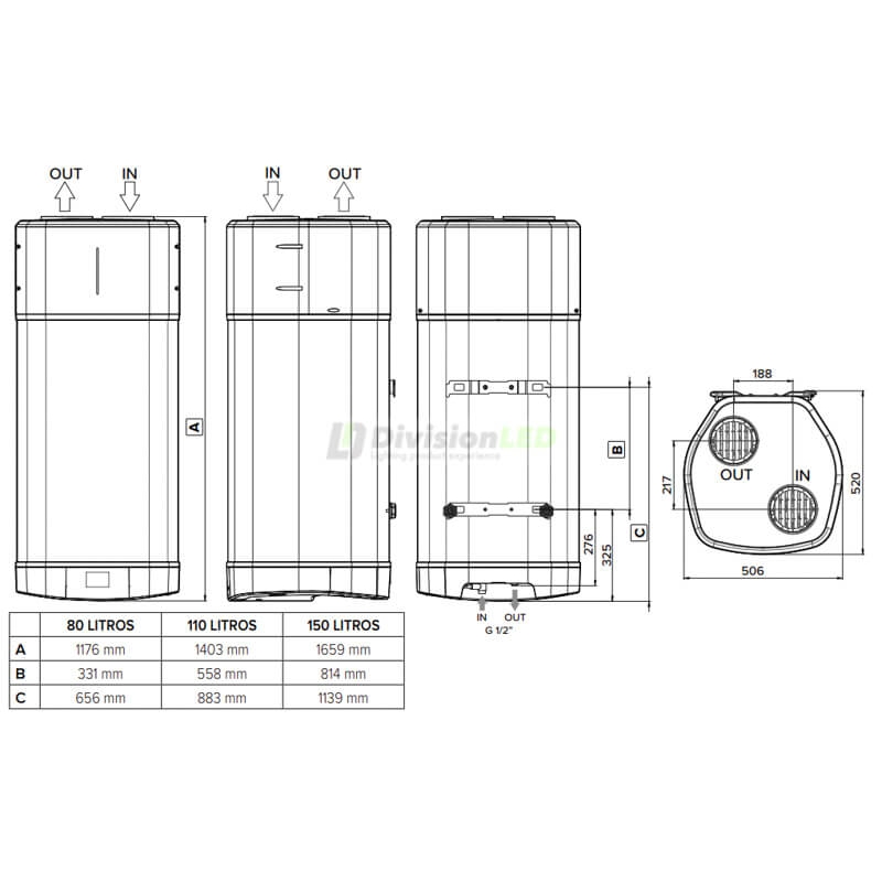 Ariston 3629146 NUOS PLUS S2 110 WH 110 litros Bomba de calor aerotérmica ACS mural