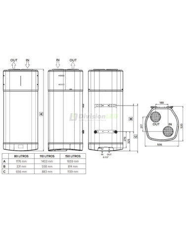 Ariston 3629146 NUOS PLUS S2 110 WH 110 litros Bomba de calor aerotérmica ACS mural