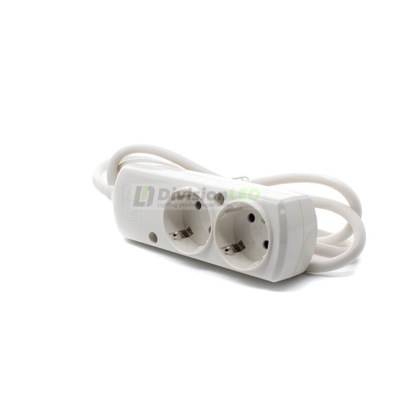 Base múltiple 2 tomas con cable - ¡descúbrela en 360°! - DivisionLED