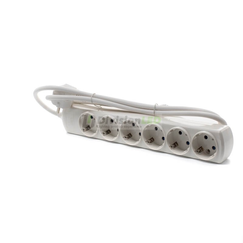 Base múltiple 6 tomas con cable- ¡Descúbrelo en 360°! - DivisionLED