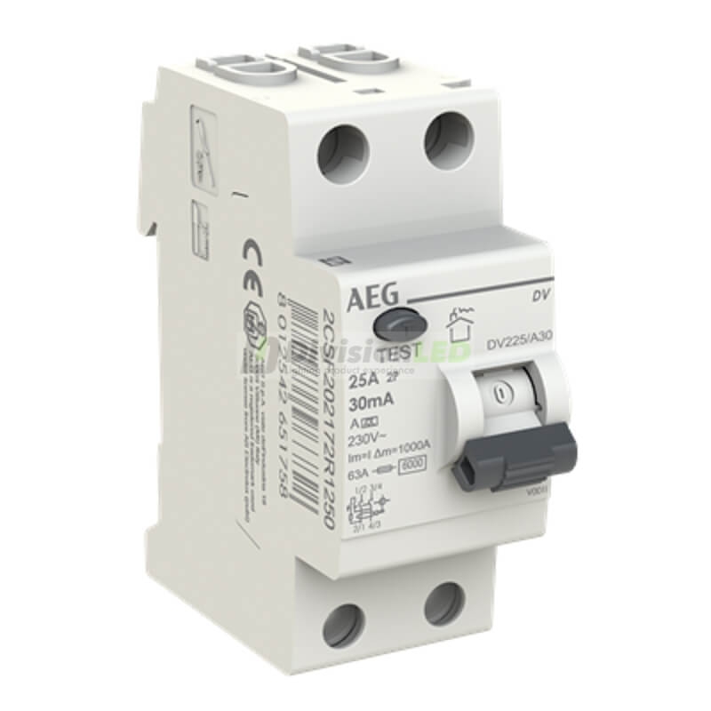 AEG DV225/A30 Interruptor diferencial 2P 25A A 30mA 2CSF202172R1250